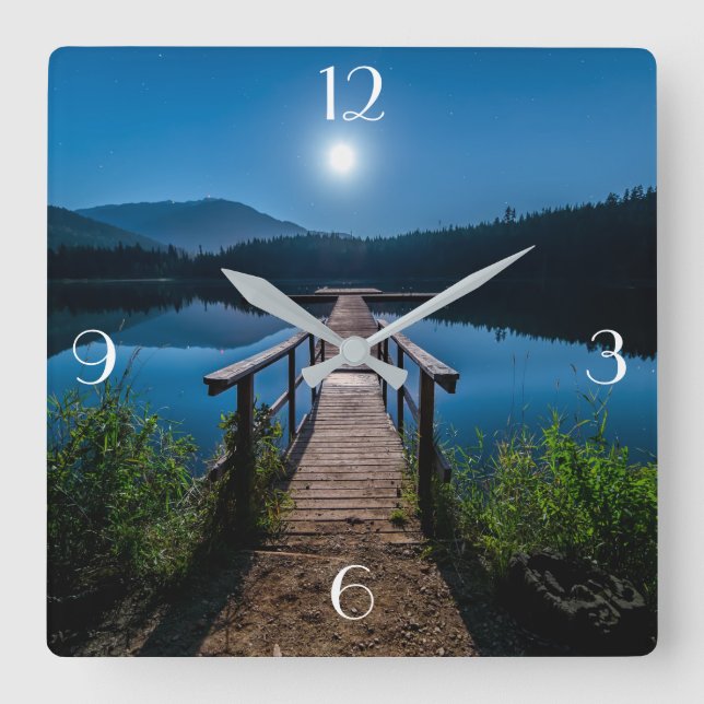 Lake and Mountains Square Wall Clock (Front)