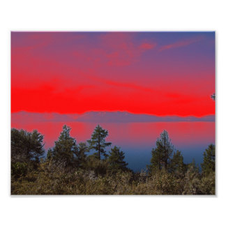 Lake And Red Sky Photo Print