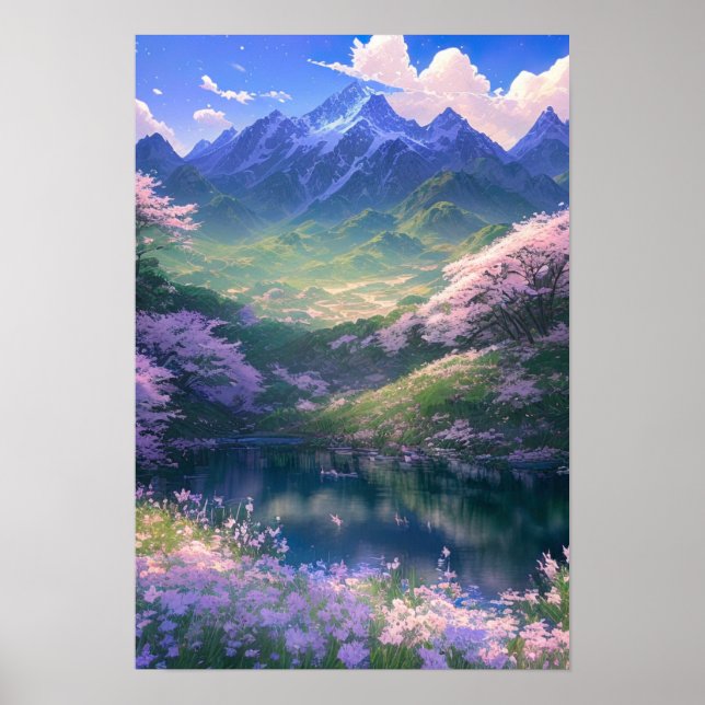 Lake and Snowy Mountains Poster (Front)