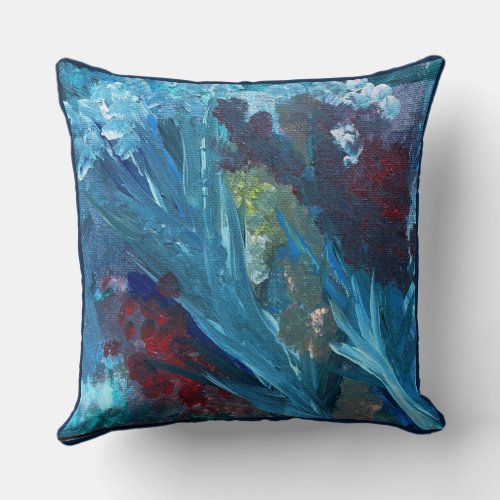 Lake and the Weeds  acrylic painting Throw Pillow