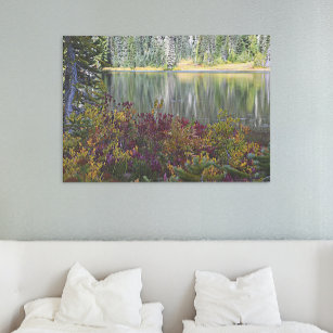 Lake and Vibrant Fall Color Landscape Canvas Print