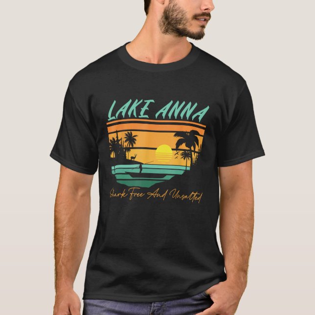Lake Anna Shark Free and Unsalted Funny Nature   H T-Shirt (Front)