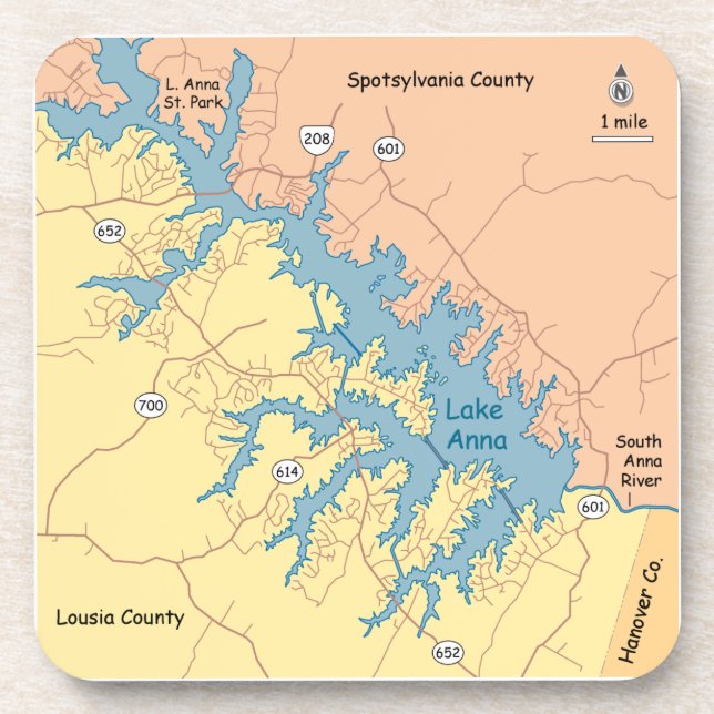 Lake Anna, VA Drink Coaster (Front)