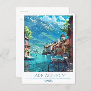 Lake Annecy France Vintage Travel Postcard