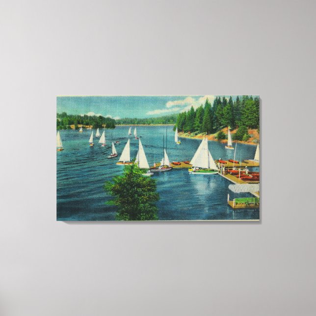 Lake Arrowhead, CA Yacht Club Racing Canvas Print (Front)