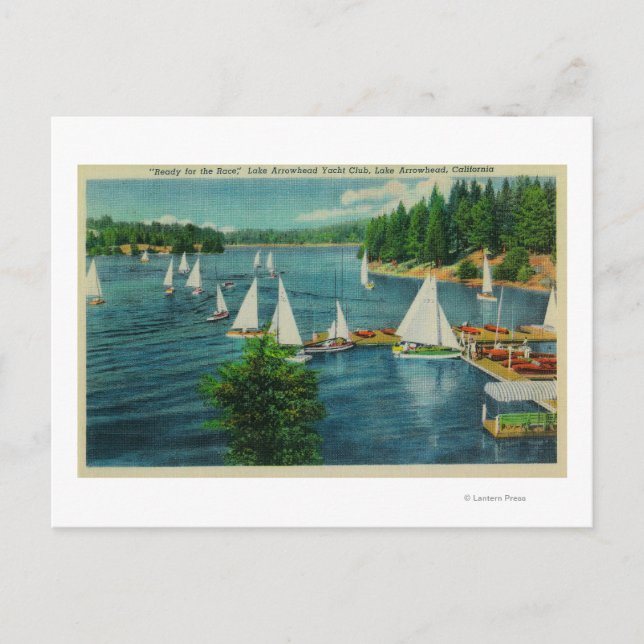 Lake Arrowhead, CA Yacht Club Racing Postcard (Front)
