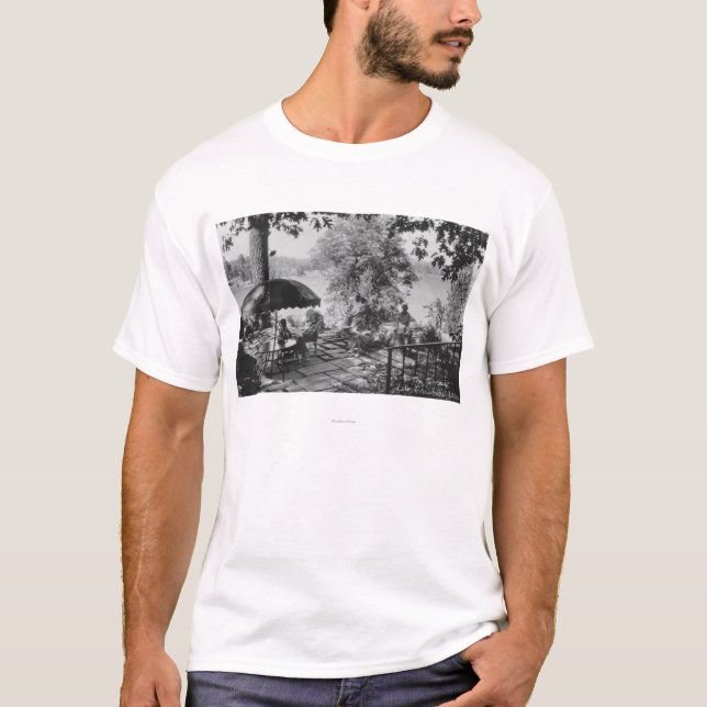 Lake Arrowhead, California Lodge View & Terrace T-Shirt (Front)