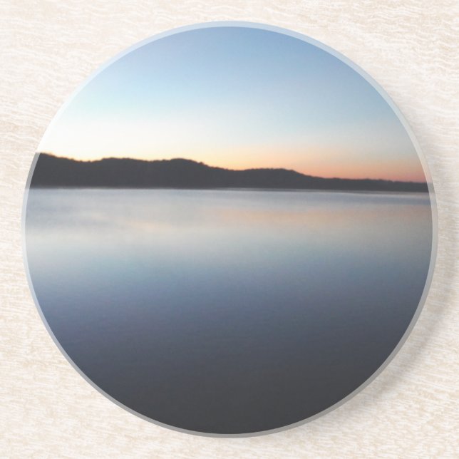 Lake Arrowhead sunset Sandstone Coaster (Front)