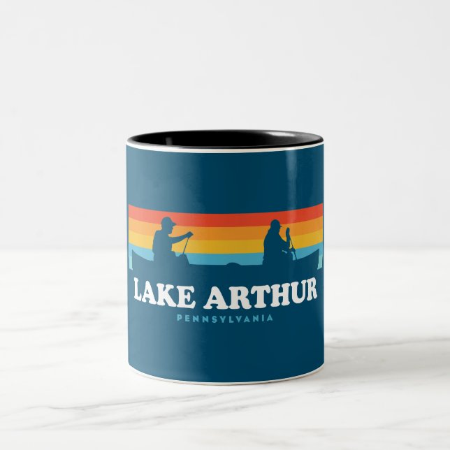 Lake Arthur Pennsylvania Canoe Two-Tone Coffee Mug (Center)