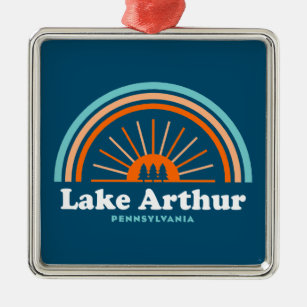 Lake Arthur Pennsylvania Rainbow Metal Ornament