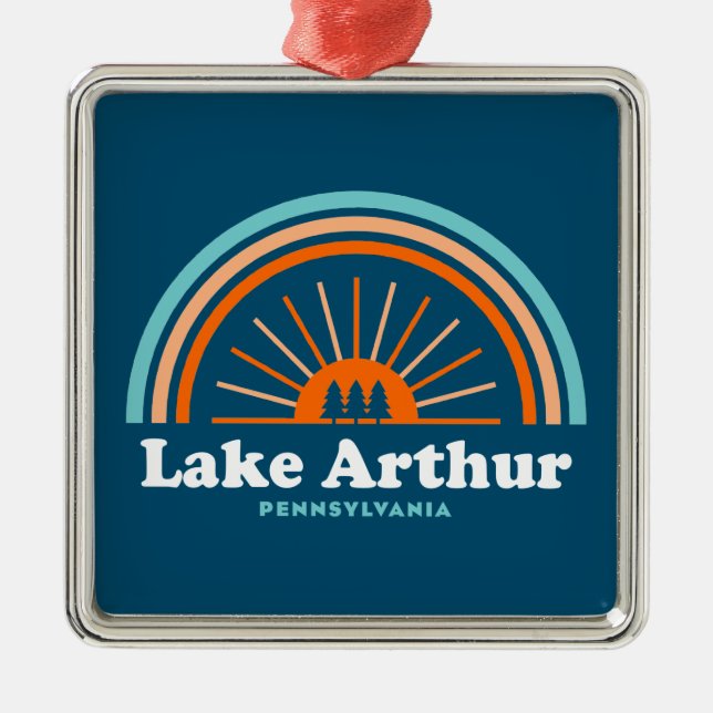 Lake Arthur Pennsylvania Rainbow Metal Ornament (Front)