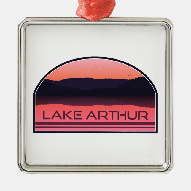 Lake Arthur Pennsylvania Red Sunrise Metal Ornament (Front)