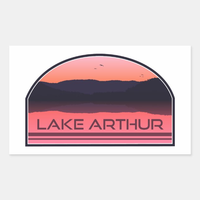 Lake Arthur Pennsylvania Red Sunrise Rectangular Sticker (Front)