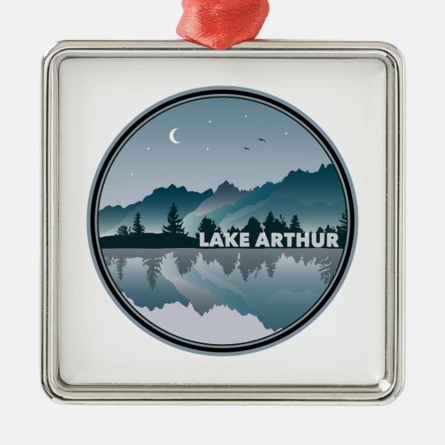 Lake Arthur Pennsylvania Reflection Metal Ornament (Front)