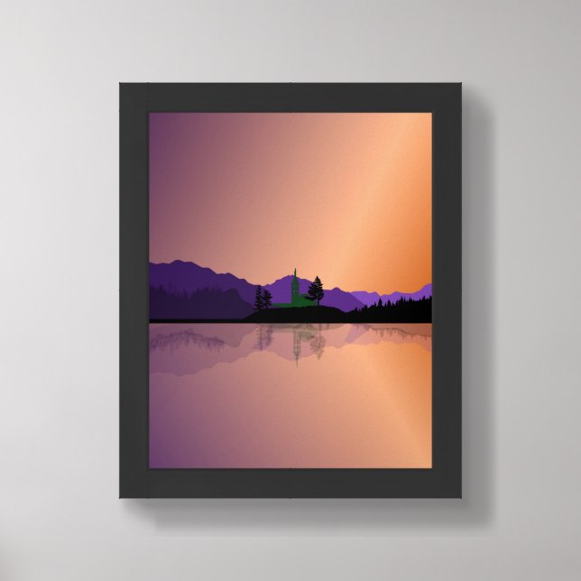 lake at sunset framed art (Framed Front)