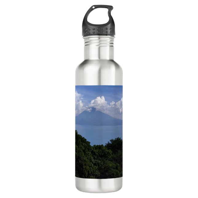 Lake Atitlan Volcanoes Stainless Steel Water Bottle (Front)