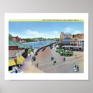 Lake Ave. and Wesley Lake, Asbury Park NJ Vintage 