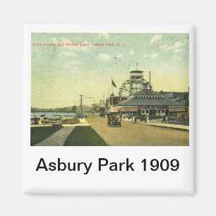 Lake Avenue, Asbury Park, NJ 1909 Vintage Magnet