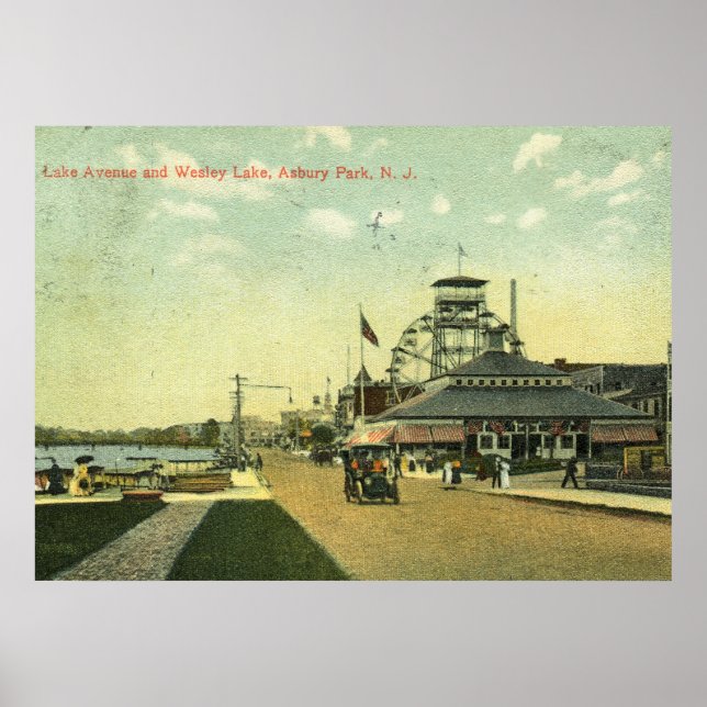 Lake Avenue, Asbury Park, NJ 1909 Vintage Poster (Front)