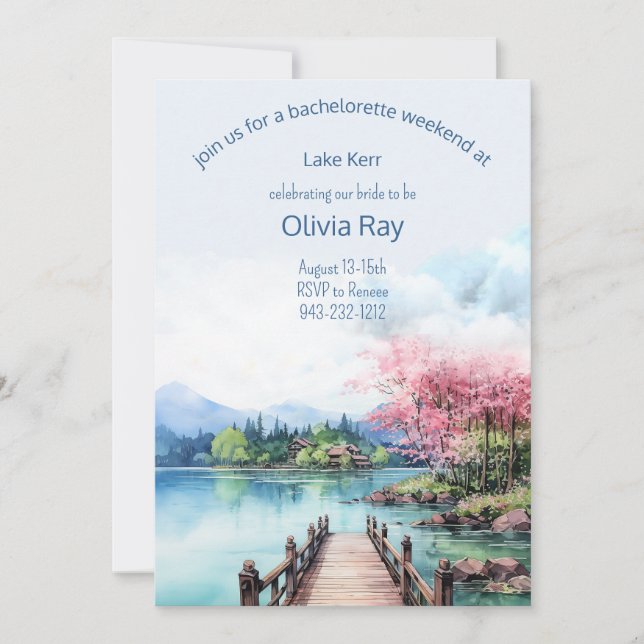 Lake Bachelorette weekend Invitation and Itinerary (Front)