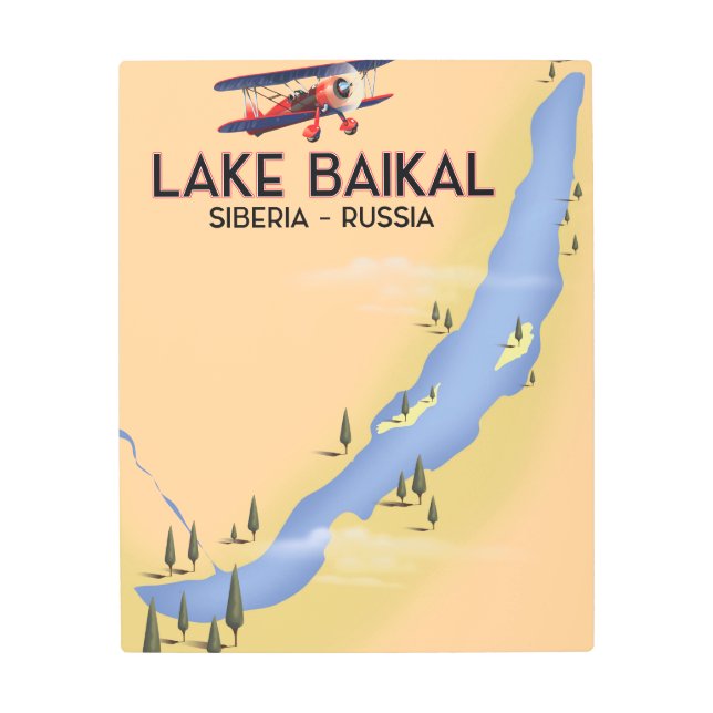 Lake Baikal Siberia Russian travel poster Map (Front)