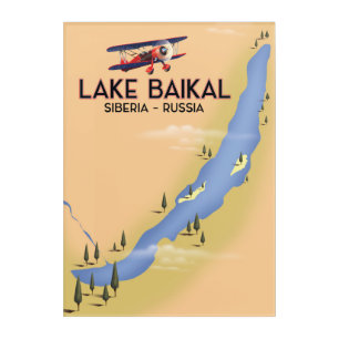 Lake Baikal Siberia Russian travel poster Map Acrylic Print