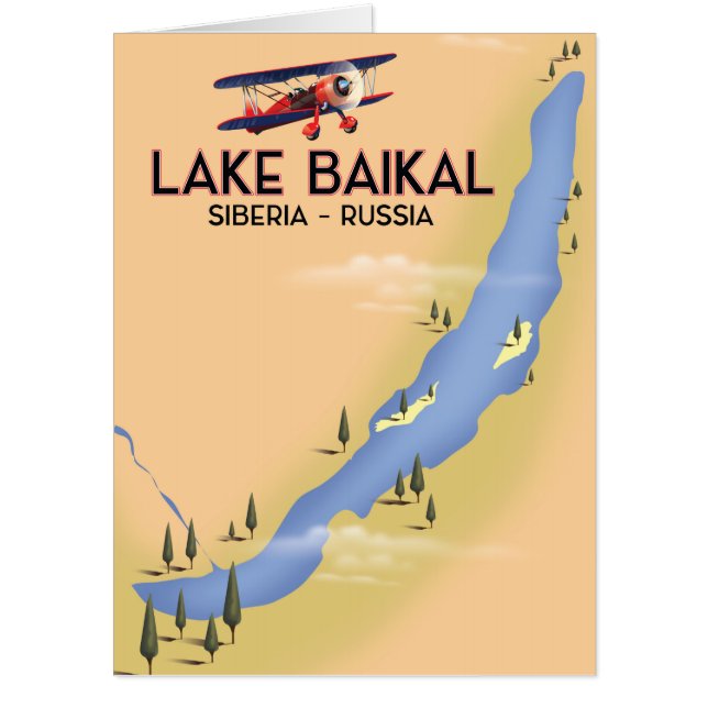 Lake Baikal Siberia Russian travel poster Map Card (Front)