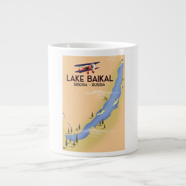 Lake Baikal Siberia Russian travel poster Map Giant Coffee Mug (Front)