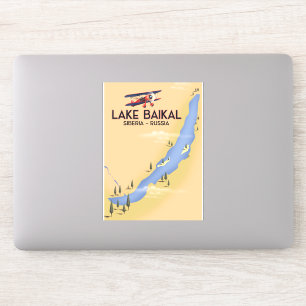 Lake Baikal Siberia Russian travel poster Map Sticker