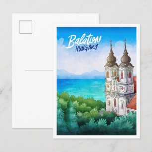 Lake Balaton Hungary Art Watercolor Travel Postcard