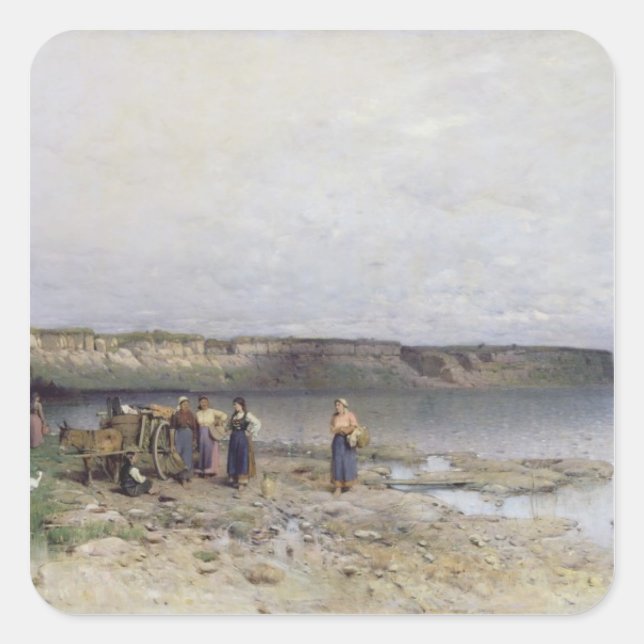 Lake Balaton with the Shore of Akarattya, 1885 Square Sticker (Front)