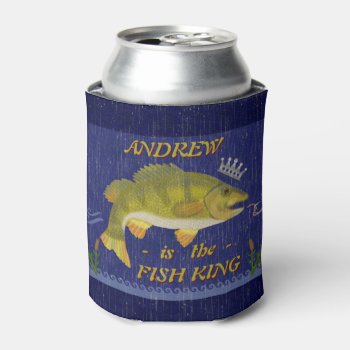Lake Bass Fishing Fish King | Custom Anglers Name Can Cooler by FancyCelebration at Zazzle