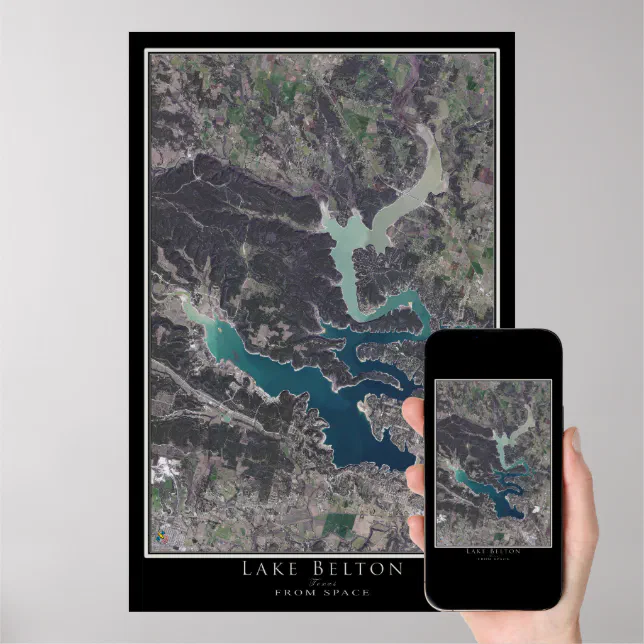 Lake Belton Texas Satellite Poster Map | Zazzle