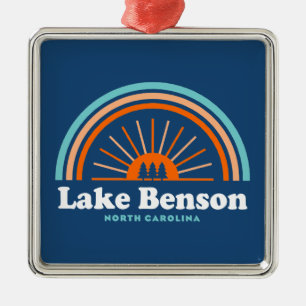 Lake Benson North Carolina Rainbow Metal Ornament