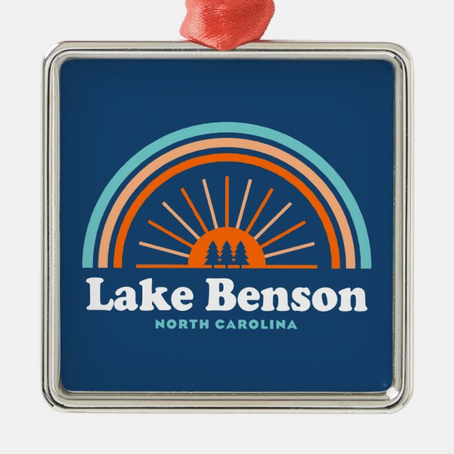 Lake Benson North Carolina Rainbow Metal Ornament (Front)