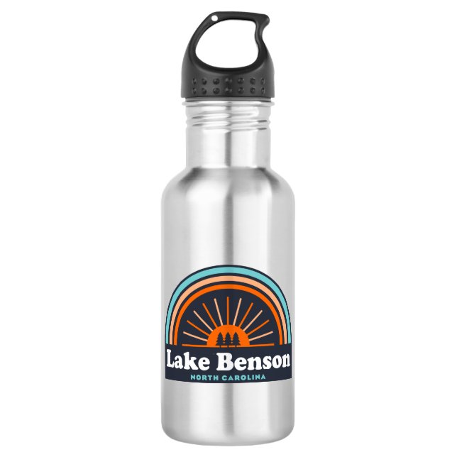 Lake Benson North Carolina Rainbow Stainless Steel Water Bottle (Front)