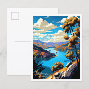 Lake Berryessa California USA Travel Illustration Postcard