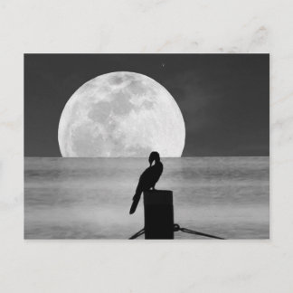 Lake Bird and Full Moon Postcard