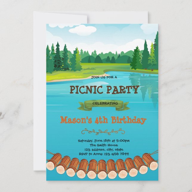 Lake birthday party invitation (Front)