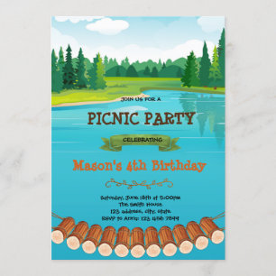 Lake birthday party invitation