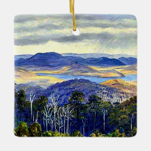 Lake Biwa Japan fine art painting Ceramic Ornament