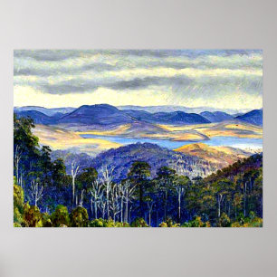 Lake Biwa, Japan, vintage landscape painting Poster