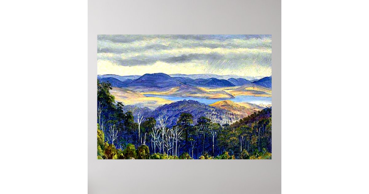 Lake Biwa Japan Vintage Landscape Painting Poster Zazzle Com