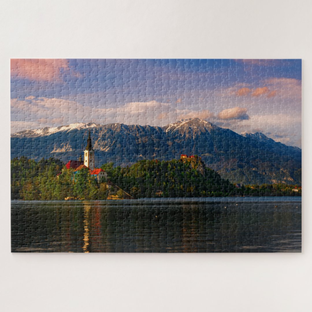 Lake Bled at Sunset Jigsaw Puzzle | Zazzle