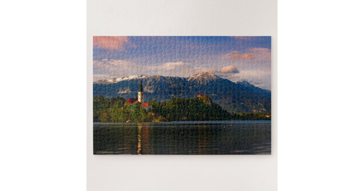 Lake Bled at Sunset Jigsaw Puzzle | Zazzle