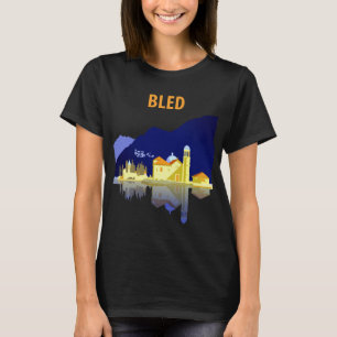 Lake Bled Church Reflection Blue Travel T-Shirt
