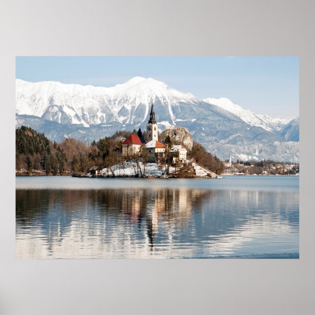 Lake Bled in winter, Slovenia Poster (Front)