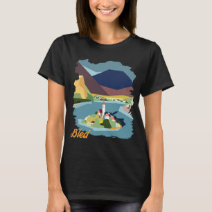 Lake Bled Island Mountain Retro Travel T-Shirt