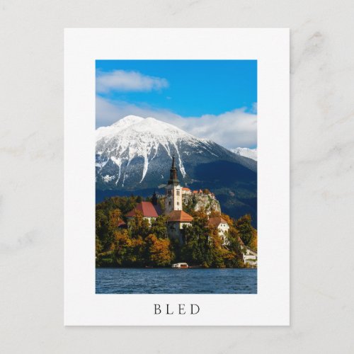 Lake Bled landscape in autumn Postcard