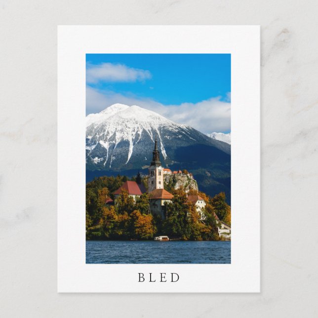 Lake Bled landscape in autumn Postcard (Front)